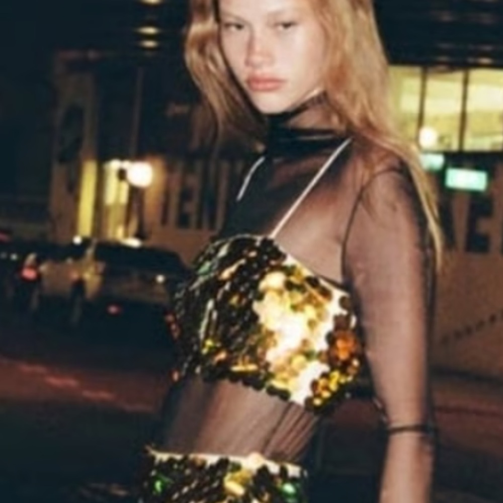 Zara limited celeb style edition sequin crop top you cannot miss